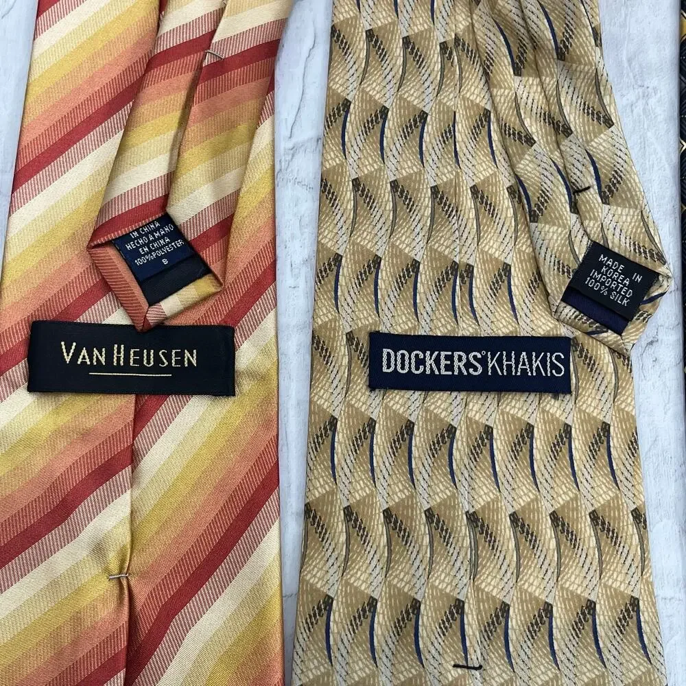 6pc Mens Tie Silk Polyester Brown Bundle Haggar Dockers Van Heusen Earth Tones